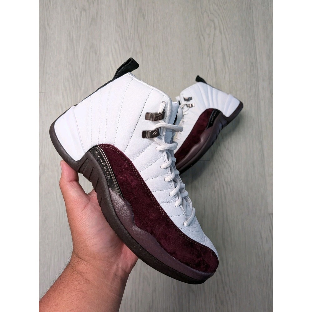 A Ma Maniere x Womens Air Jordan 12 Retro SP White Burgundy DV6989-100 Size 8.5